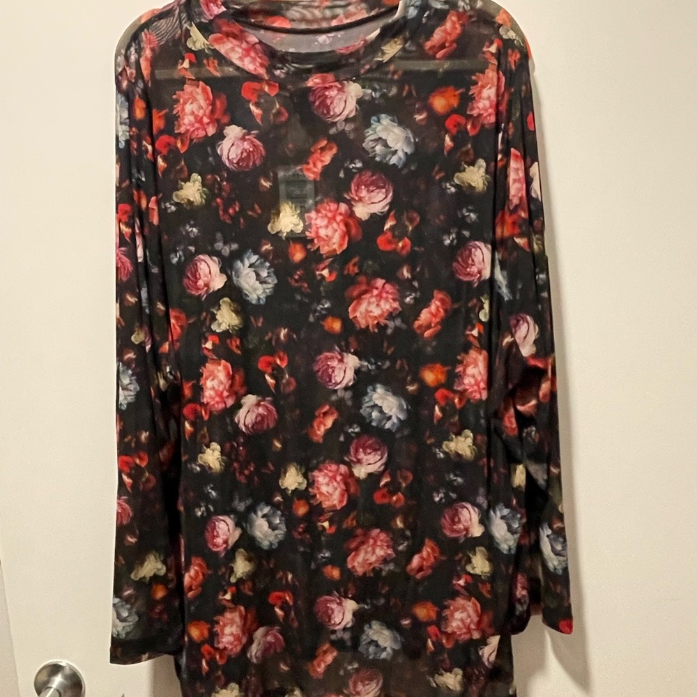 Torrid Black Floral Long Sleeve Top